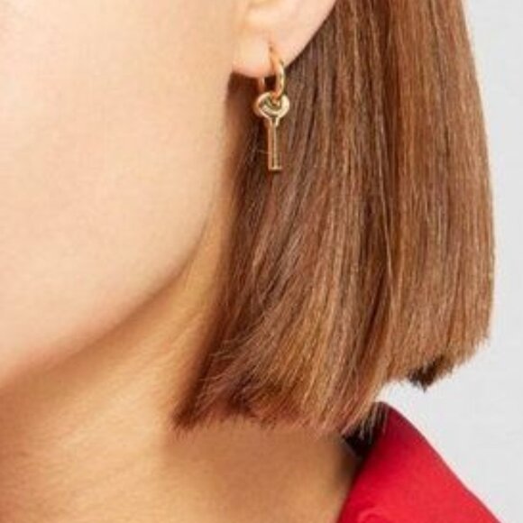 COACH Earrings Quilted Padlock Key Mismatch Earrings Gold Signature Logo - Picture 12 of 12